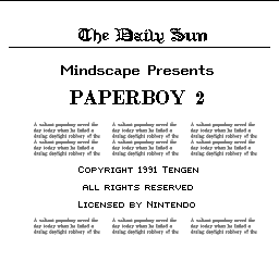 Paperboy 2 title screen for NES